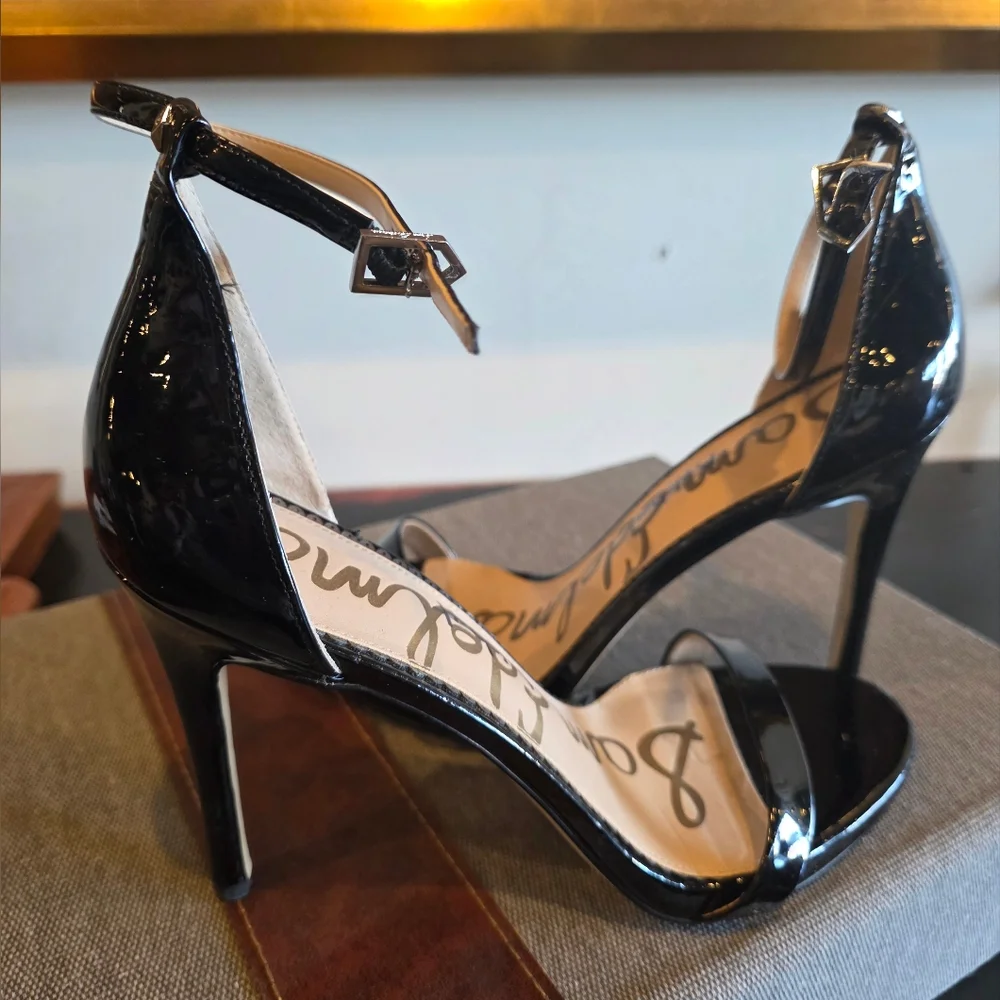 Black Patent Leather Stiletto Heels - Picture 1 of 7